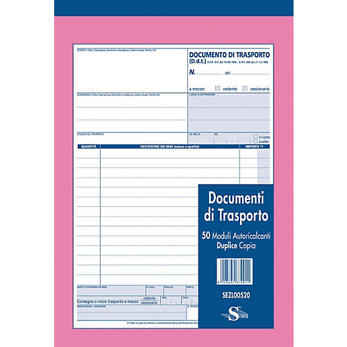 Documento di trasporto triplice copia blocco moduli autoricalcanti 1607cd3  - Cartabbia Shop