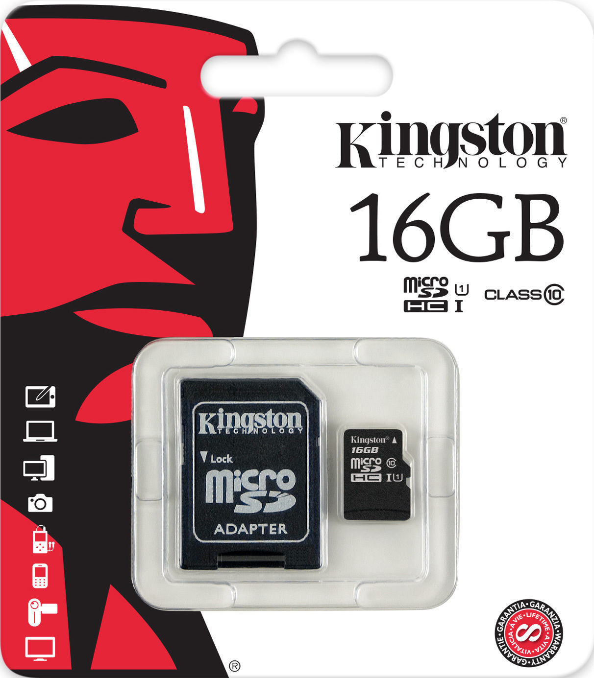 Kingston SDCS/16GB Canvas Select Scheda MicroSD 16 GB – Velocità UHS-I di  Classe 10 fino a 80 MB/s in Lettura – con Adattatore SD –