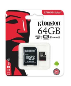 Kingston SDCS 64GB Canvas Select Scheda MicroSD 64 GB Velocità UHS I di Classe 10 fino a 80 MB s in Lettura con Adattatore SD
